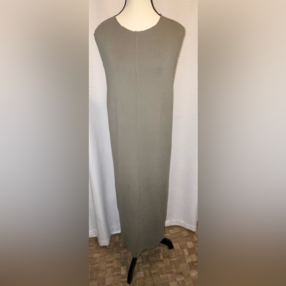 Women’s ZARA oversized kaki green knit deep V open back maxi dress Size small - Picture 2 of 15